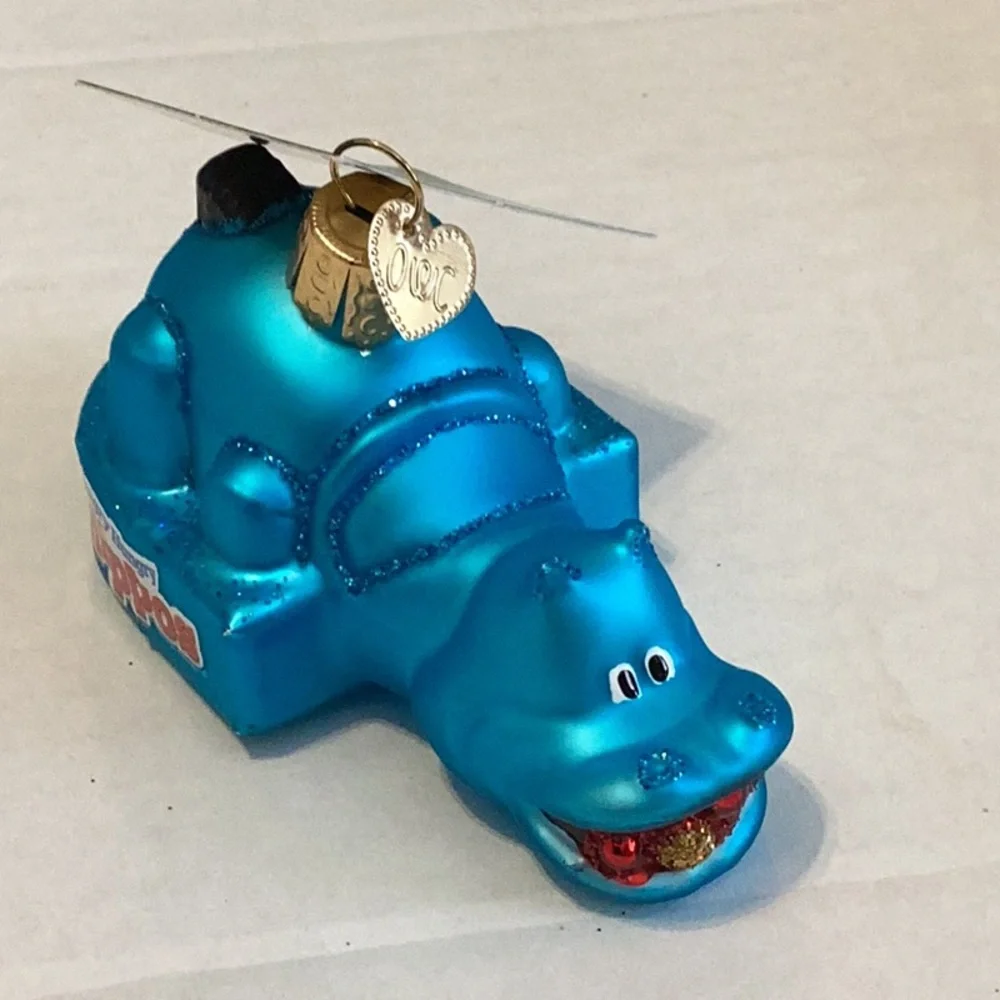 Old World Christmas ‘Hungry Hippo’ Glass Ornament New With Tags Never Displayed